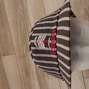 TOFTREES‎ Golf Course Dark Brown Striped TEXACE Strapback Golf Hat Visor VTG 90s